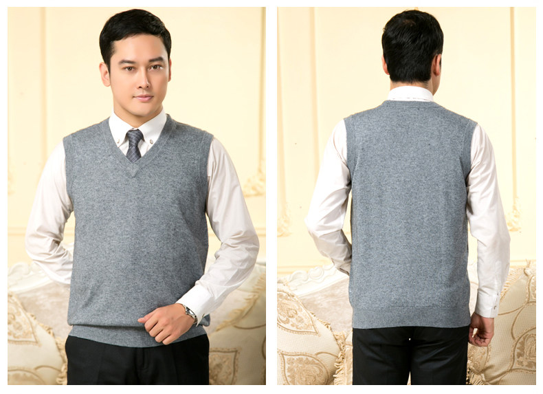 Trung niên và người đàn ông cũ của cashmere vest vest áo len vest mùa xuân và mùa thu phần mỏng len vest đan cardigan kích thước lớn