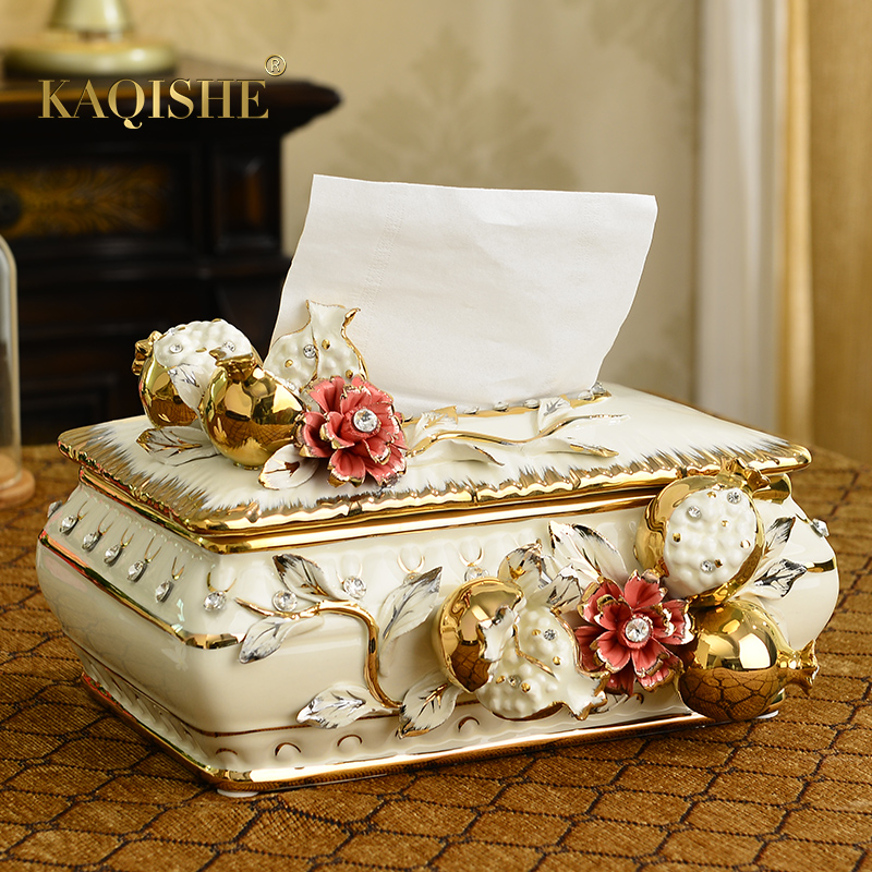European tissue box Home decoration Living room ceramic paper box Creative napkin box Home decoration Coffee table decoration