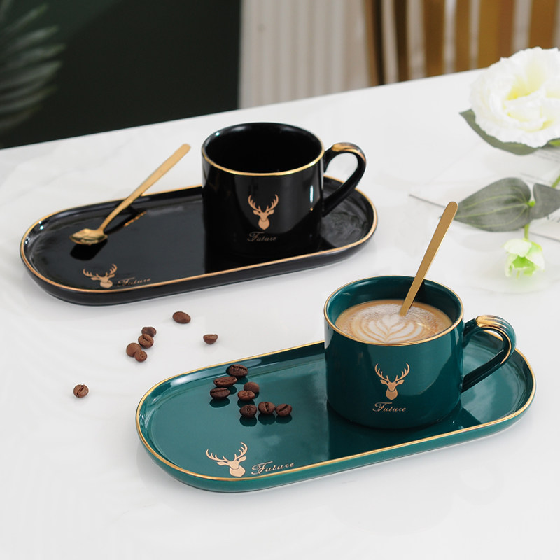 Afternoon tea cup set ceramic net red coffee cup European style small luxury small exquisite cup dish Nordic ins style
