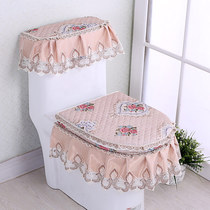 New high-end lace toilet pad three-piece plush toilet cover zipper toilet seat cushion toilet ring