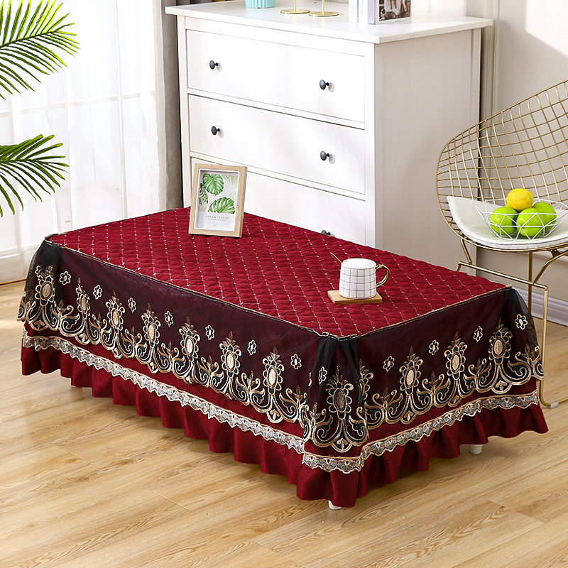 New red velvety cloth tea table cover delivered waterproof TV cabinet suit Custom table cloth Four Seasons Living room dust-proof cloth