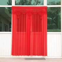 Red lace curtain Velcro rural wedding curtain home punch-free summer curtain partition fabric bedroom