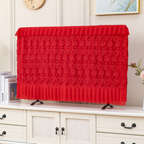 Red desktop TV cover 50 LCD 42 inch TV cover cloth hanging dust cover 55 inch fabric European lace