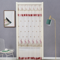 Summer mosquito-proof lace bedroom long door curtain yarn embroidered double layer gauze art partition breathable yarn curtain sending telescopic rod