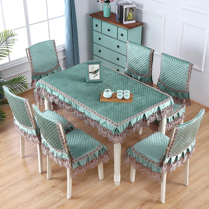 Universal table cloth chair cover chair cushion suit winter rectangular tea table cover cloth cloth art chair cover suede cloth simple green