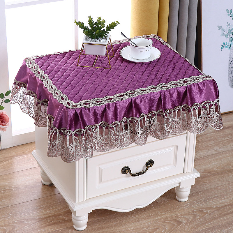 Purple Bed Head Cabinet Square Towels Round Table Non-slip Suede Cloth Thickened Tea Table Cloth Art TV Cabinet Multipurpose Cover Towels for dinner table