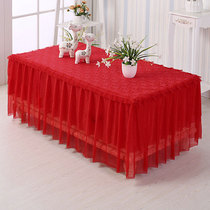 Red coffee table tablecloth table tablecloth bedside cabinet cover dust-proof lace multi-purpose scarf rectangular fabric living room