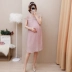 Bà bầu mùa hè 2019 Bà bầu thời trang đầm ren dài tay không tay voan mùa hè thả lỏng mẹ bầu - Áo thai sản Áo thai sản