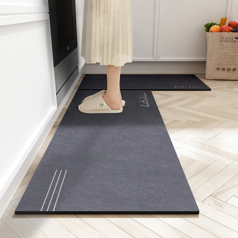 Kitchen floor mat can be wiped no-clean dirty foot pad oil absorption water absorption household long strip anti-slip anti-oil waterproof carpet