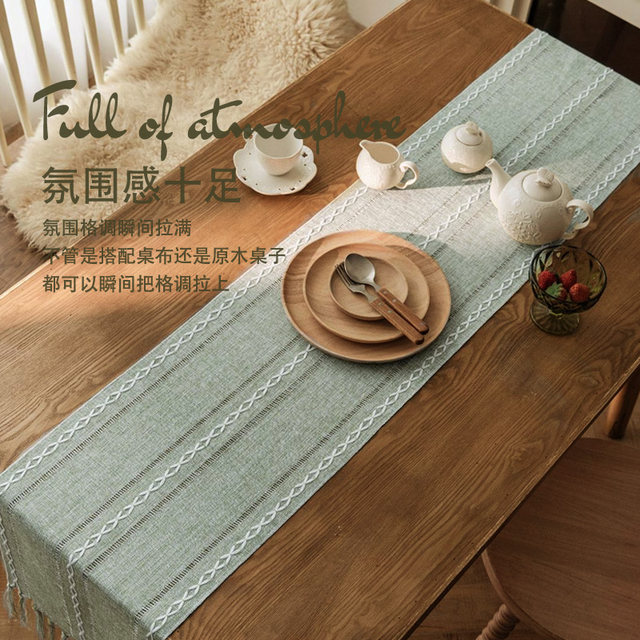 ຕາຕະລາງສີແຂງຂອງອາເມລິກາ retro ທຸງ dining table table coffee cover high-end hand-knotted sideboard the chest of drawers cover
