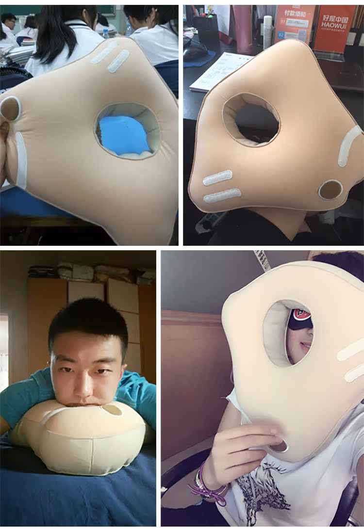 gối thở văn phòng ăn trưa ngủ gối sinh viên gối Pashui Nhật Bản Papa gối hình chữ U Desktop rỗng - Gối gối chống trào ngược monmon