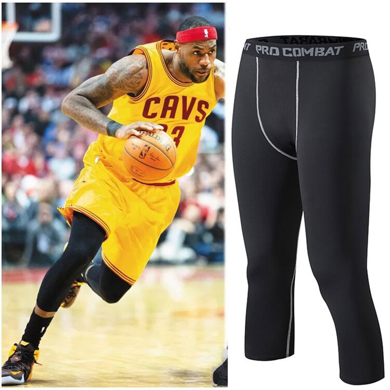 Basketball Protective Seven Pants LeBron James Sports Trousers Socks White Tight Kneecap Protector Equipped Silk Stocking Male velvet-Taobao