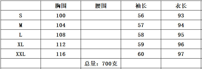 Size chart