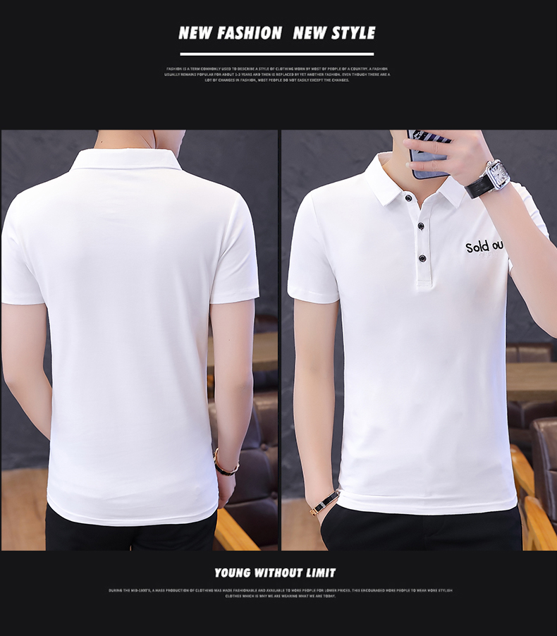 Áo thun cotton nam vạt áo nửa tay xu hướng hè hè Áo sơ mi nam POLO 2019 áo sơ mi mới tay ngắn - Áo phông dài áo thun tay dài nam cao cấp