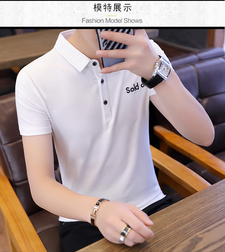Áo thun cotton nam vạt áo nửa tay xu hướng hè hè Áo sơ mi nam POLO 2019 áo sơ mi mới tay ngắn - Áo phông dài áo thun tay dài nam cao cấp