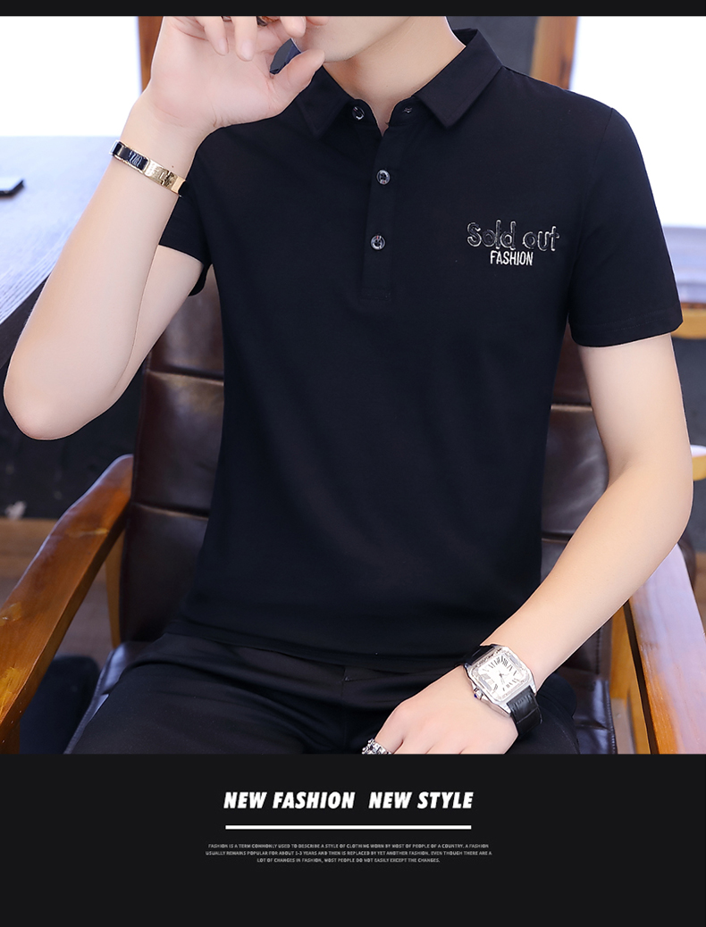 Áo thun cotton nam vạt áo nửa tay xu hướng hè hè Áo sơ mi nam POLO 2019 áo sơ mi mới tay ngắn - Áo phông dài áo thun tay dài nam cao cấp