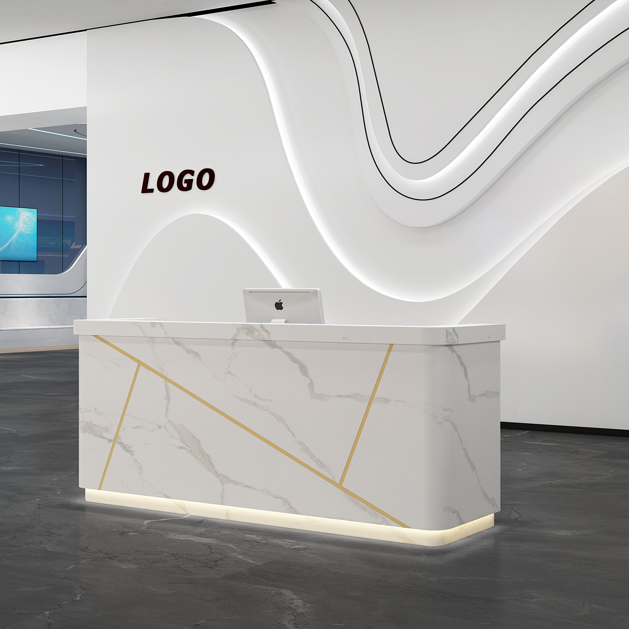 Nordic Clothing Store Collections Silver Counter Brief Modern Arc Counter Beauty Home Bar Counter Company Small Front Desk Reception Desk