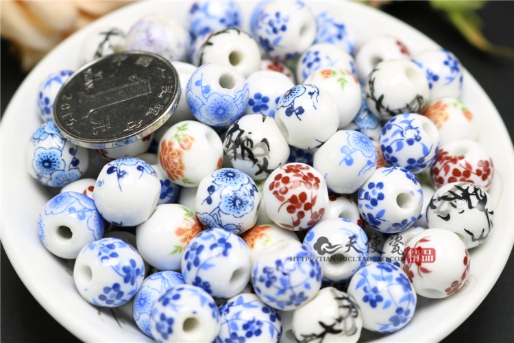 Jingdezhen ceramic applique beads scattered diy craft Chinese knot has material accessories beaded bracelet with children 's day