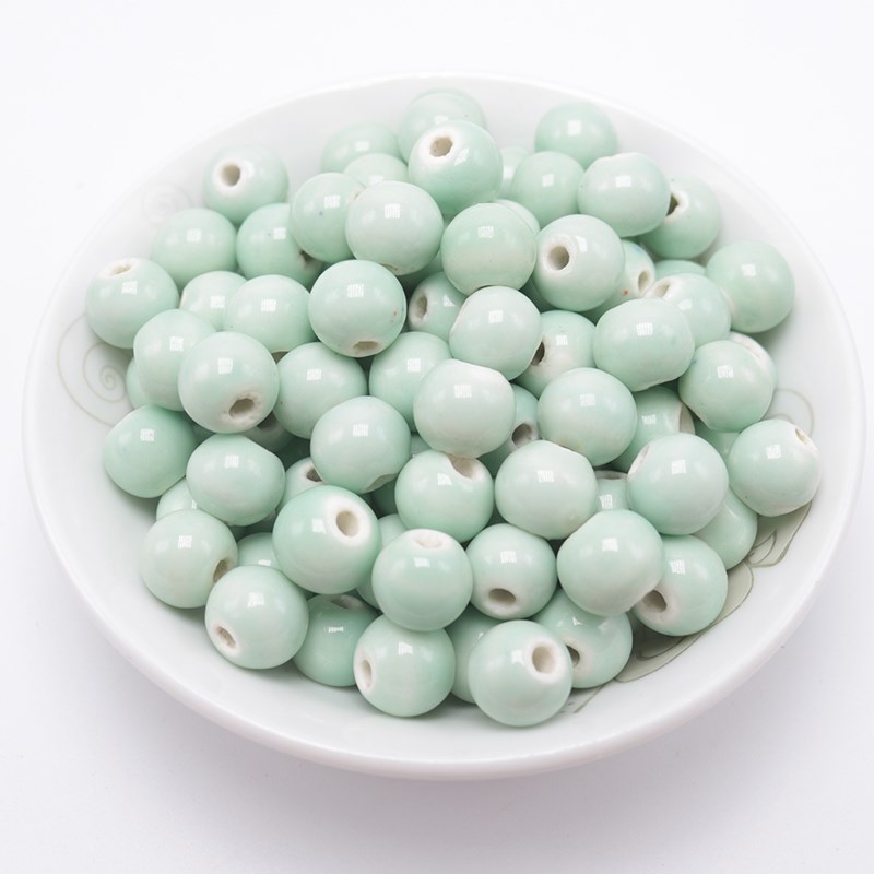 Jade green beads of jingdezhen ceramic beads beads clothing diy manual button sweater chain porcelain beads don 't fade