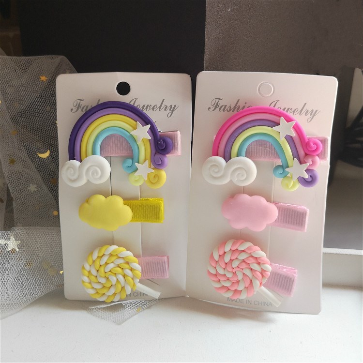 The Children 's han edition hair hairpin manual soft TaoCaiHong lollipop head ornaments hairpin security card clip of the girls