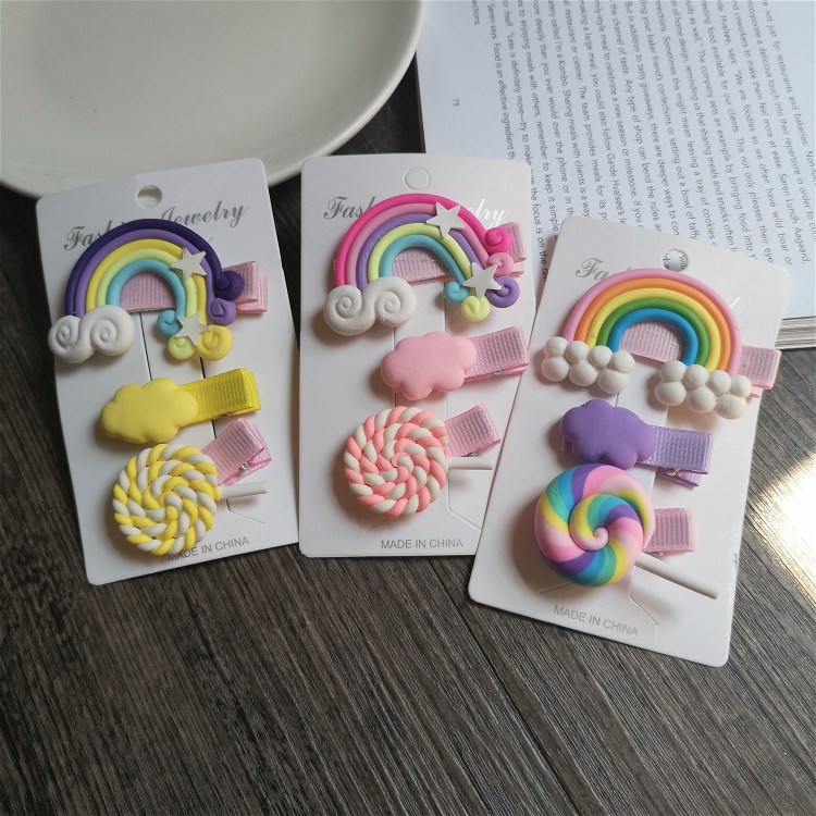 The Children 's han edition hair hairpin manual soft TaoCaiHong lollipop head ornaments hairpin security card clip of the girls