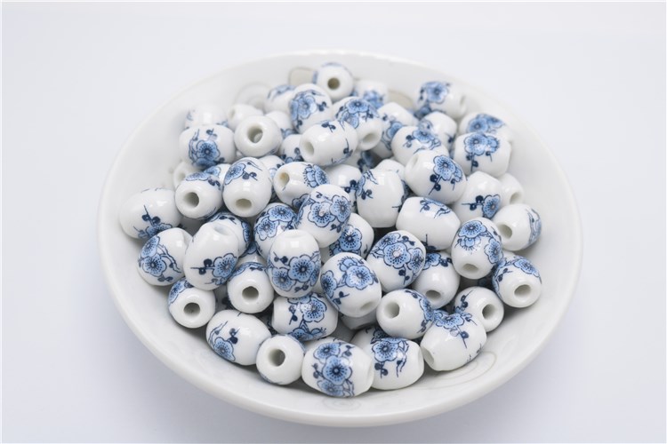 Long elliptical applique beads drum - shaped bead Chinese knot rope braiding diy bracelet ceramic beads about 50 large hole beads