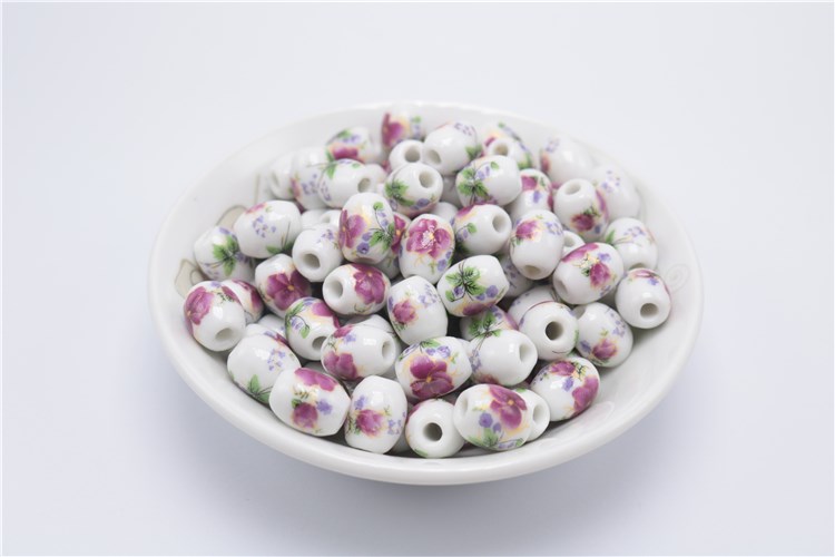 Long elliptical applique beads drum - shaped bead Chinese knot rope braiding diy bracelet ceramic beads about 50 large hole beads