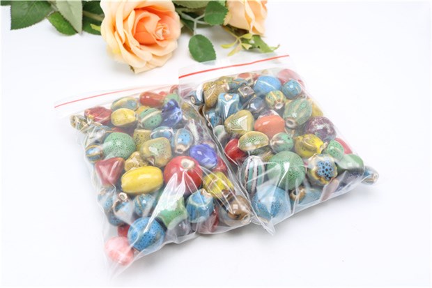 Jingdezhen ceramic colored glaze bead shape beads material package diy bracelet sweater chain shaped beads mixed 80