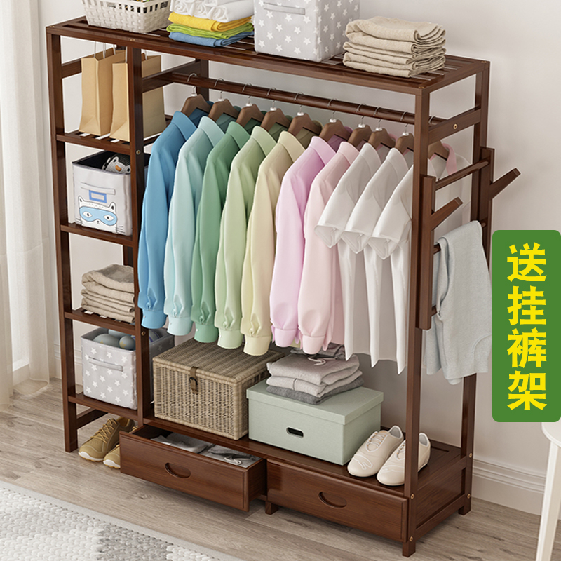 Hanger floor-to-ceiling bedroom hanger cabinet Coat rack shelf Simple hanging bag rack Simple modern solid wood household