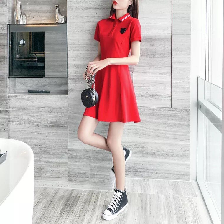 2022 new dresses lovers of summer clothing fish tail lotus leaf edge little frescoed female student polo collar blouses