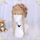 Lolita wig for women with long hair, daily braiding, golden wool, long curly hair, full headgear style, lolita fake hair