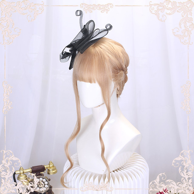 Lolita Wig for Women, Long Braided Hairstyle, Golden Long Curly Hair, Full Head Wig, Lolita Hairstyle, Updo Wig