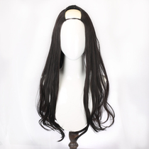Wig Female long curly hair Big waves Invisible pear flower roll long hair Round face full headgear U-shaped half headgear long straight hair