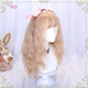 Lolita wig for women with long hair, daily braiding, golden wool, long curly hair, full headgear style, lolita fake hair