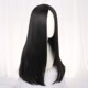 Medium-parted wig with long straight hair, black round face, seamless universal cos wig for women with long hair, full headband, medium-parted straight hair