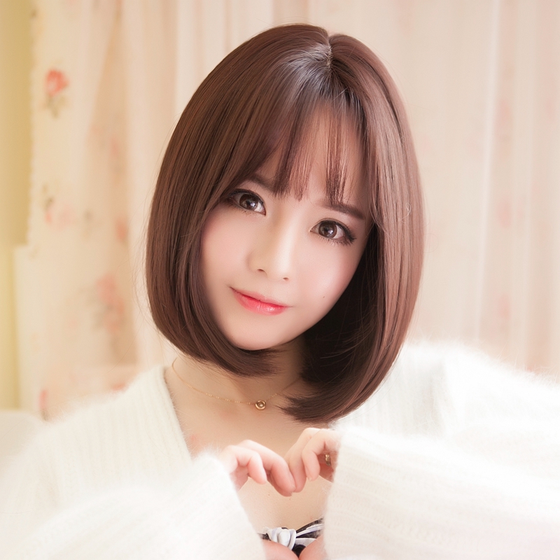 Air Bangs Wig Female Short Hair Straight Hair Fluffy Natural