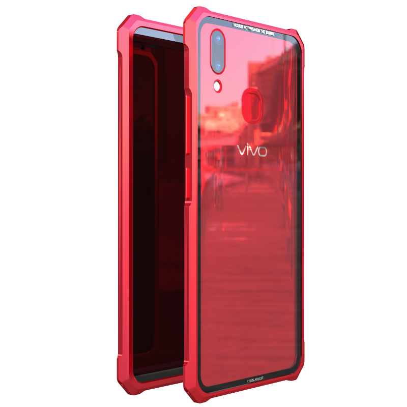 Kylin Armor Shockproof Scratch-resistant Aluminum Bumper Tempered Glass Cover Case for vivo X21 UD & vivo X21