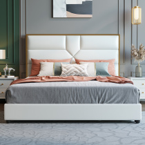 Leather bed small apartment multifunctional Italian tatami master bedroom with soft furniture Simple double bed wedding bed Modern