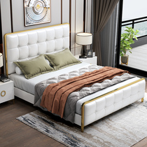 Italian modern minimalist leather bed leather bed Nordic simple light luxury Master Bedroom 1 8 double bed wedding bed small apartment bed