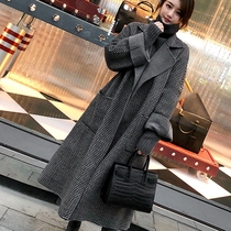 South Korea 2021 winter new mid-length Hepburn style double-sided cashmere coat plaid popular woolen coat female thick