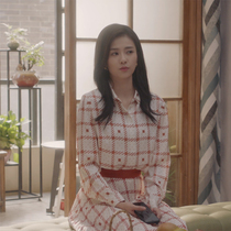 One life Im at the same time white deer with the same dress Dress Lady Spring Autumn Plaid Shirt long dress Slim Fit Slim Temperament Skirt