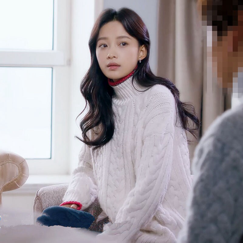 Star Sun Yi with the same paragraph 2021 Autumn winter new Korean version of sweater women thickened with high collar-knitted sweatshirt clothes