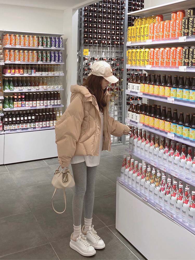 Down jacket women's 2022 winter new loose hooded short coat