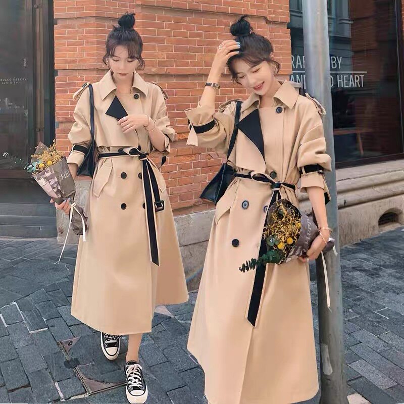 Card its Color Wind Cloisters Long version 2022 Spring and autumn loaded with new Korean version Early autumn Coloured Inn Wind over knee jacket