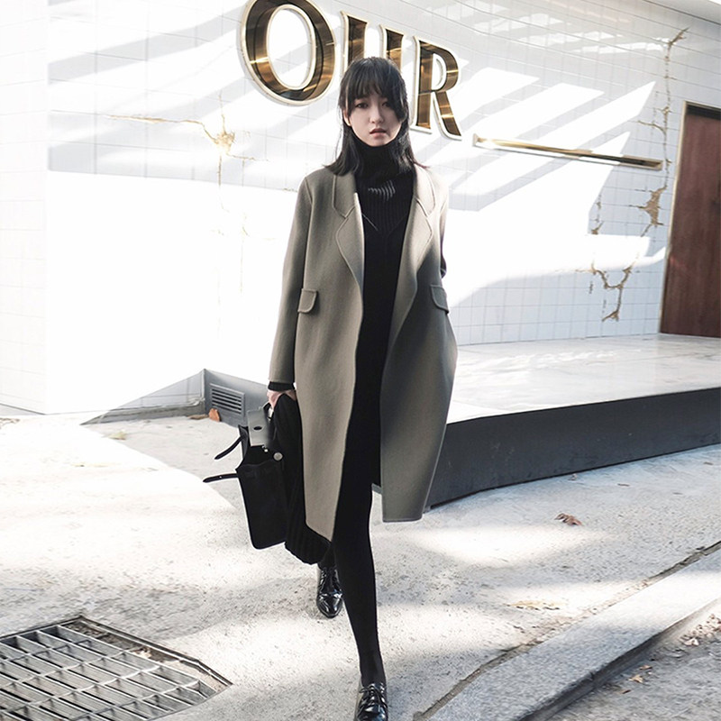 Autumn and winter Korean teas warm outside a double face cashmere Grand coat woman 2021 The new high-end medium long version of the fur coat