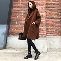 High end double face cashmere Grand coat woman 2021 Autumn Winter new medium long style Loose Superior Fur Coats