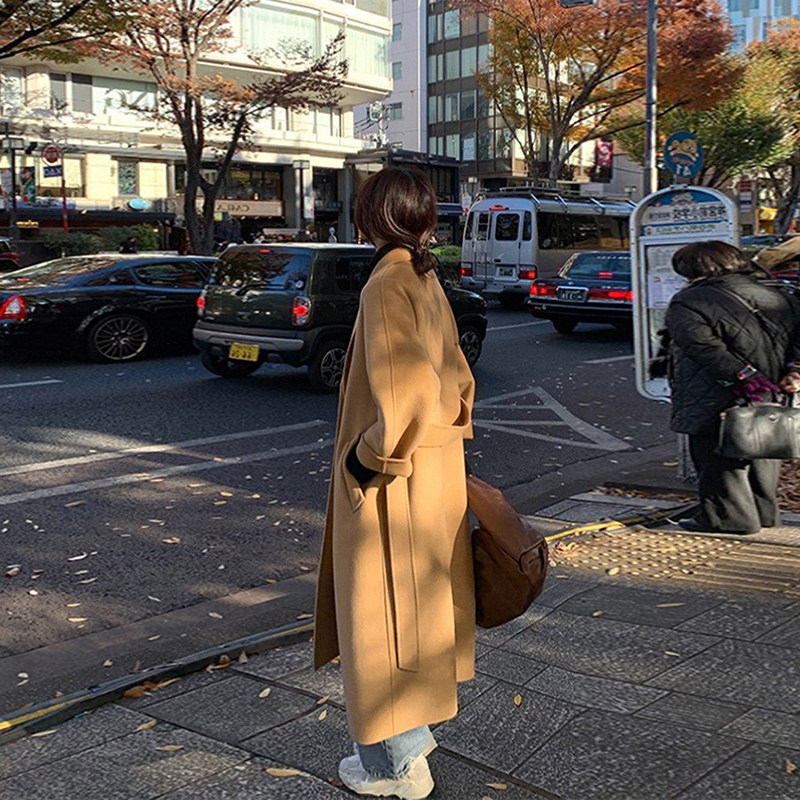 Camel double-sided cashmere coat women's mid-length version 2022 new high-end autumn and winter Korean style warm outer woolen coat