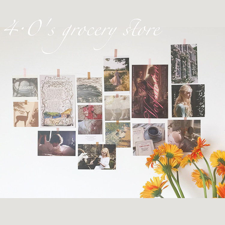 Gentle white ensemble European and American retro wind card poster Heidi and Grandpa Ins Fairy Bedroom Wall Deco