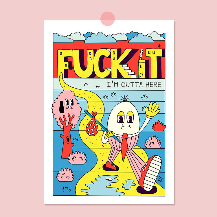 ins korean cartoon illustration poster cute retro bedroom wall background decoration