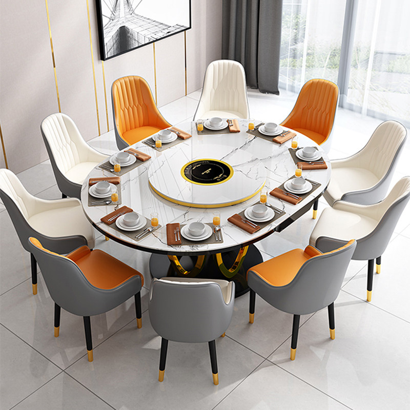 Table light lavish rockboard function telescopic swivel round induction cookers turntable size family type minimalist modern dining table